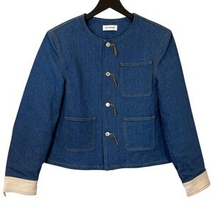 Short Sentence Size S Blue Denim Western Lady Jacket Stretch Denim Contrast Cuff